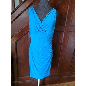 Lauren Ralph Lauren Blue Sleeveless Ruched Dress Size 10